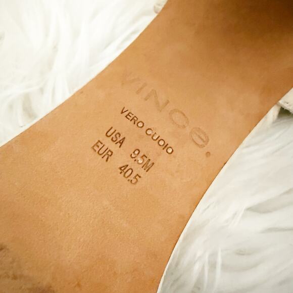 VINCE | Prim D'orsay Genuine Calf Hair Pointed Toe Pump  Cream Block Heels | 9.5 - Picture 10 of 10